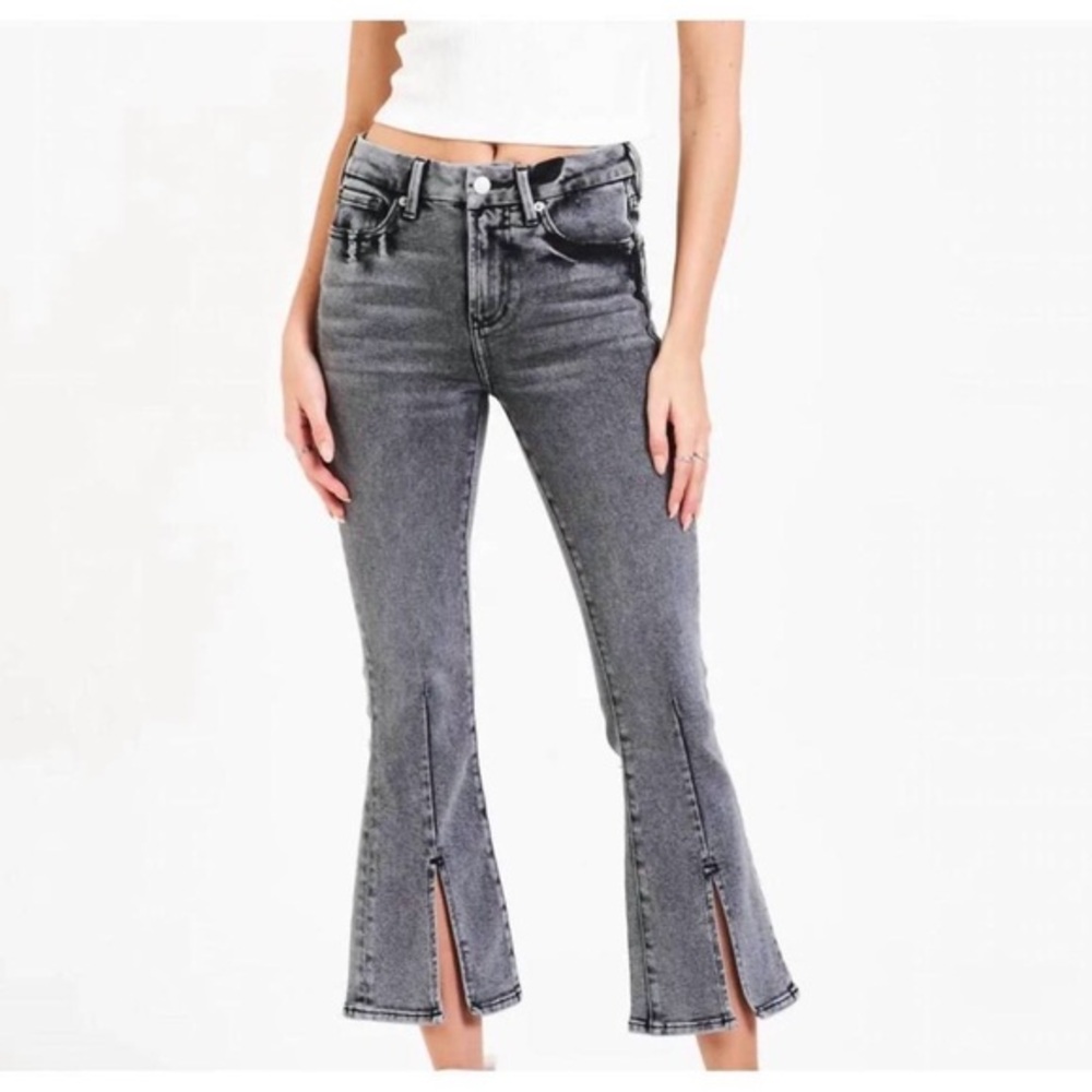 NWT DEAR JOHN DENIM jeanne cropped flare jeans in black Size 27
